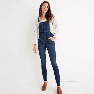 Madewell Denim Jean Skinny Overalls Eco Edition In Elmdale Wash Sz XS Fall Patch